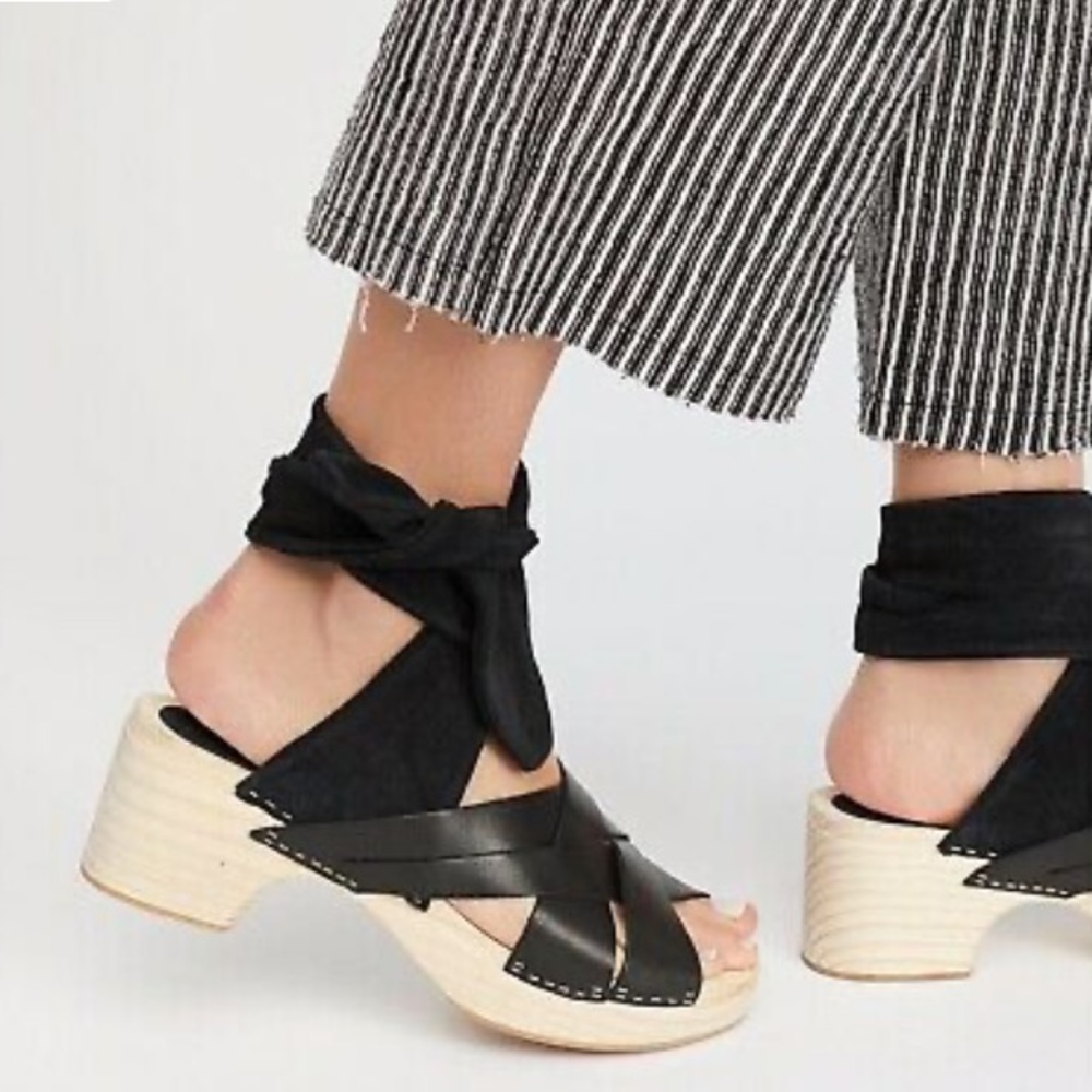 NWOT Free People Ankle Wrap Sandals Leather Suede